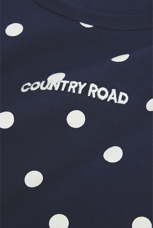 Organically Grown Cotton Blend Frill Long Sleeve Logo Bodysuit