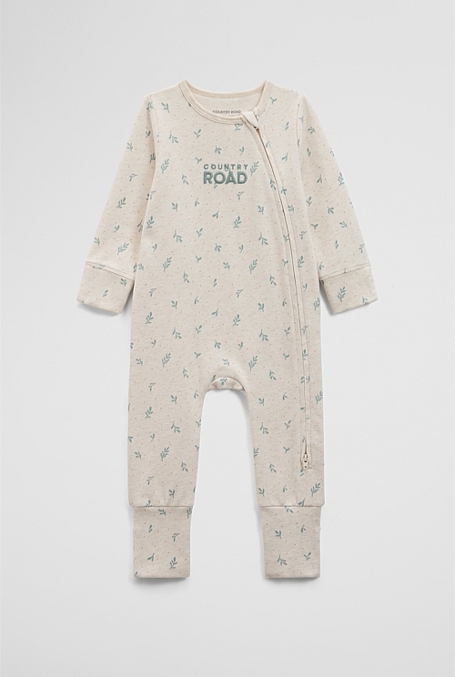 Organically Grown Cotton Blend Logo Zip Jumpsuit