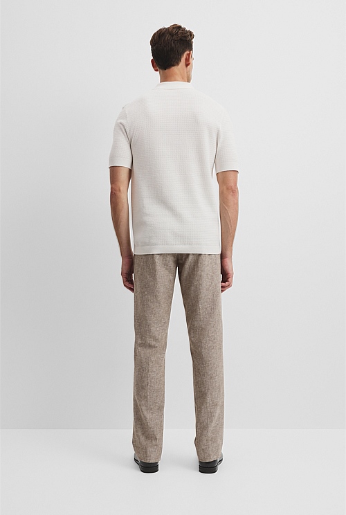Australian Cotton Silk Blend Textured Knit Polo