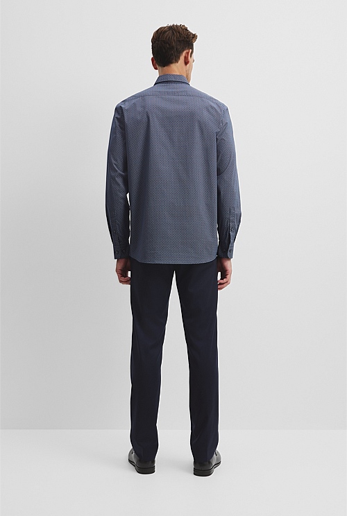 Long Sleeve Slim Fit Cotton Stretch Print Shirt