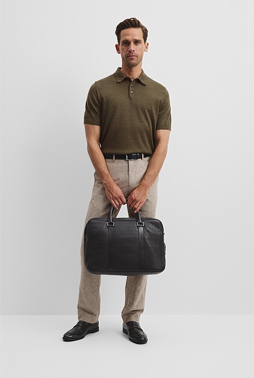 Australian Merino Short Sleeve Button Knit Polo