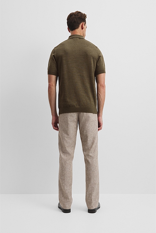 Australian Merino Short Sleeve Button Knit Polo