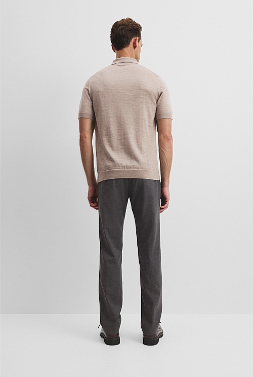 Australian Merino Short Sleeve Button Knit Polo
