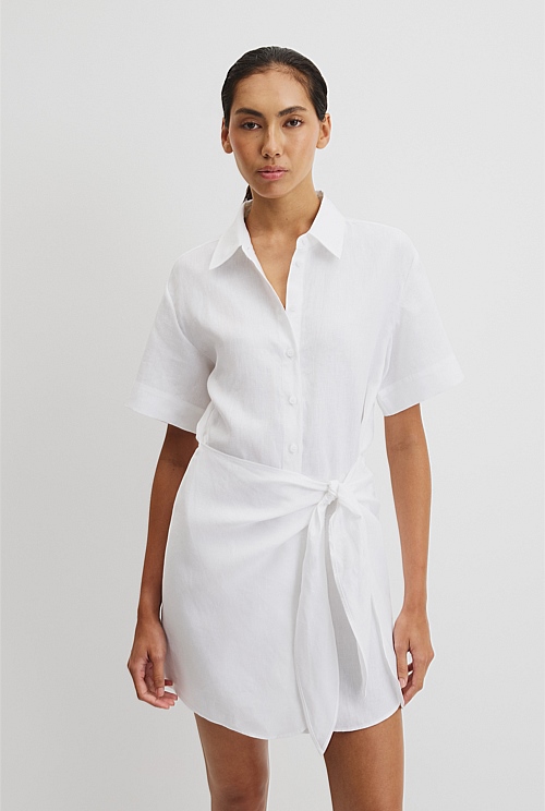 Organically Grown Linen Mini Linen Shirt Dress Organically Grown Linen Mini Linen Shirt Dress