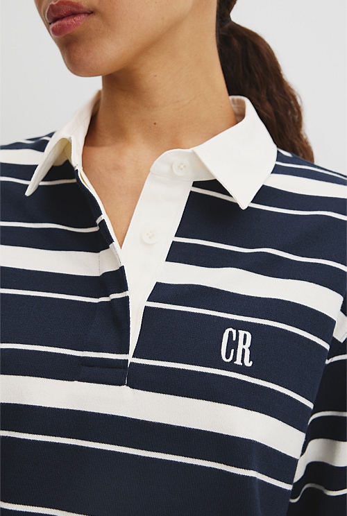 Australian Cotton Stripe Rugby Polo Sweat Australian Cotton Stripe Rugby Polo Sweat