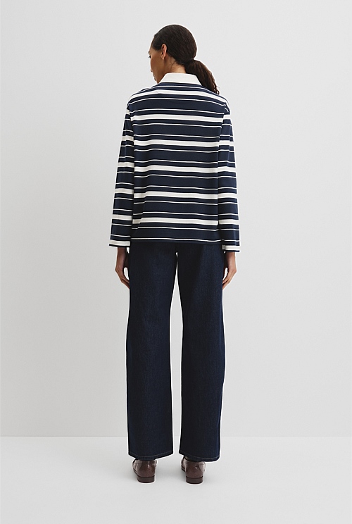 Australian Cotton Stripe Rugby Polo Sweat Australian Cotton Stripe Rugby Polo Sweat