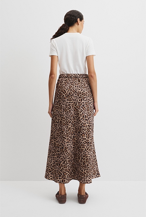 Organically Grown Linen Print Pull On Midi Skirt Organically Grown Linen Print Pull On Midi Skirt