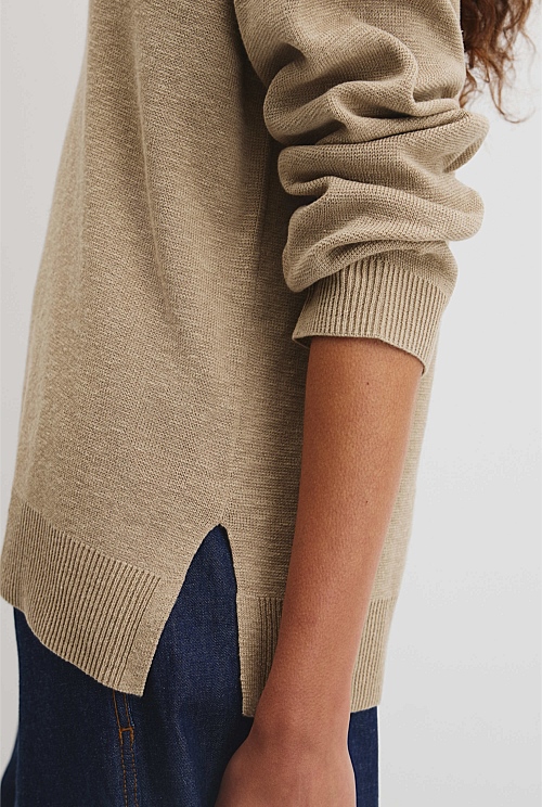 Cotton Linen Long Sleeve Knit