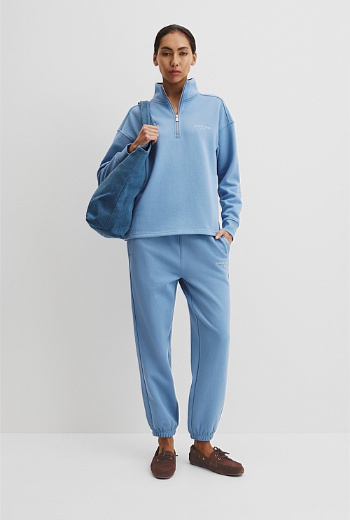 Australian Good Earth Cotton Zip Neck Sweat