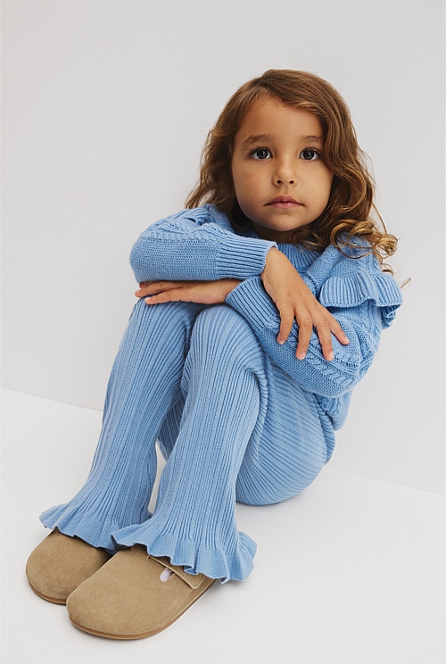 Organically Grown Cotton Blend Rib Knit Pant