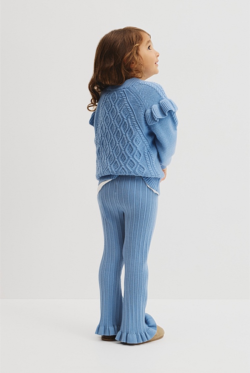 Organically Grown Cotton Blend Rib Knit Pant