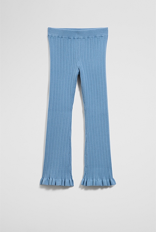 Organically Grown Cotton Blend Rib Knit Pant