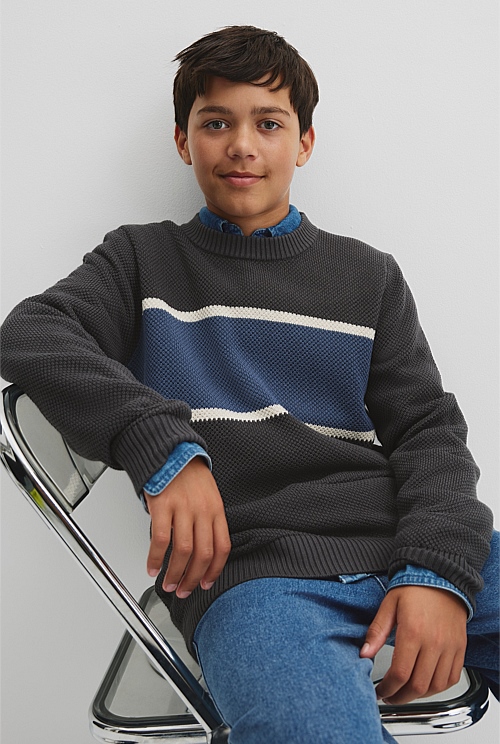 Teen Australian Cotton Stripe Textured Knit