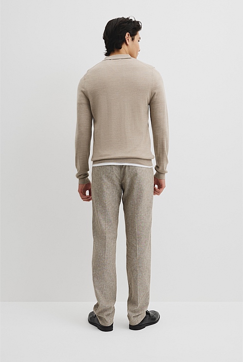 Australian Merino Long Sleeve Am Button Polo Knit