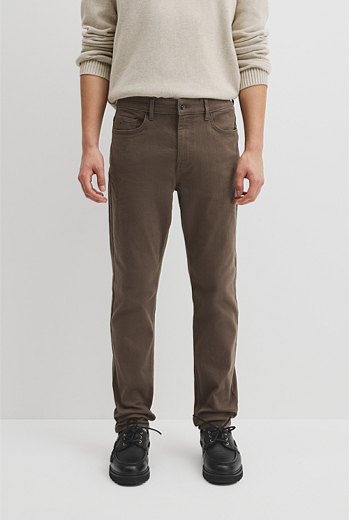 Tapered Fit Brushed Five Pocket Pant