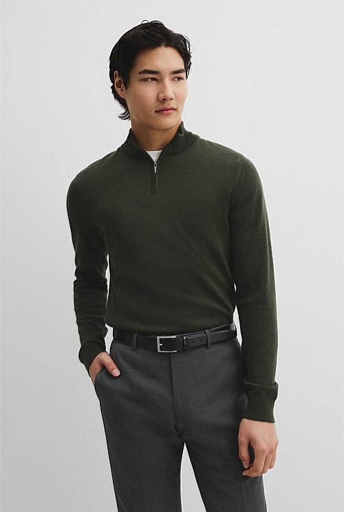 Australian Merino Long Sleeve Vam Half Zip Knit