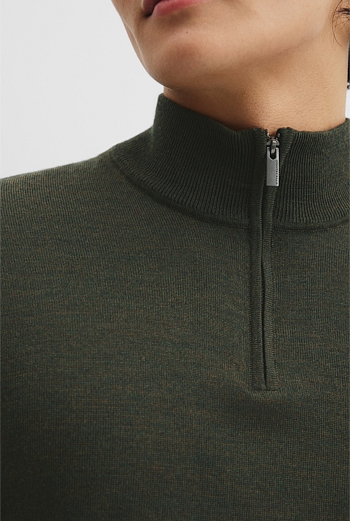 Australian Merino Long Sleeve Vam Half Zip Knit