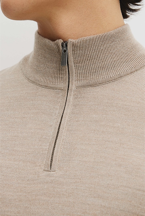 Australian Merino Long Sleeve Vam Half Zip Knit
