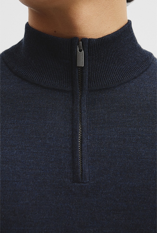 Australian Merino Long Sleeve Vam Half Zip Knit
