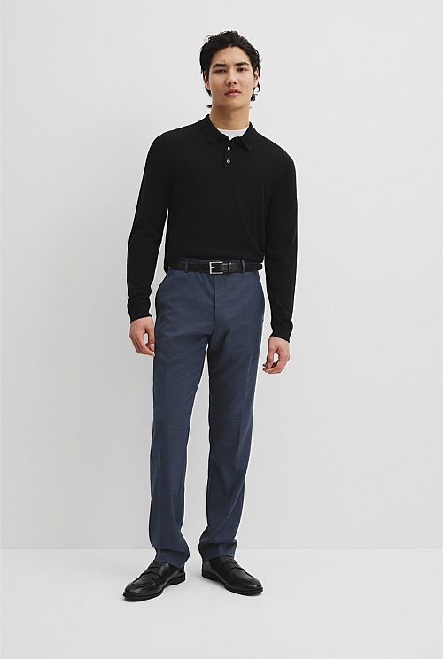 Australian Merino Long Sleeve Am Button Polo Knit