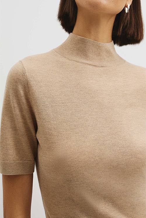 Short Sleeve Wool Silk Knit
