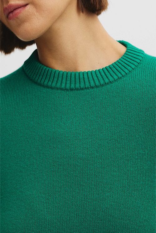 Organically Grown Cotton Blend Crop Crew Neck Knit Organically Grown Cotton Blend Crop Crew Neck Knit