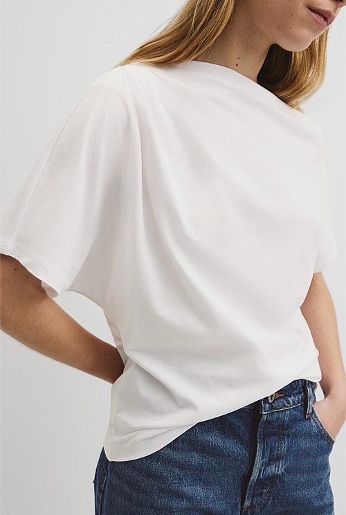 Australian Cotton One Shoulder T-Shirt Australian Cotton One Shoulder T-Shirt