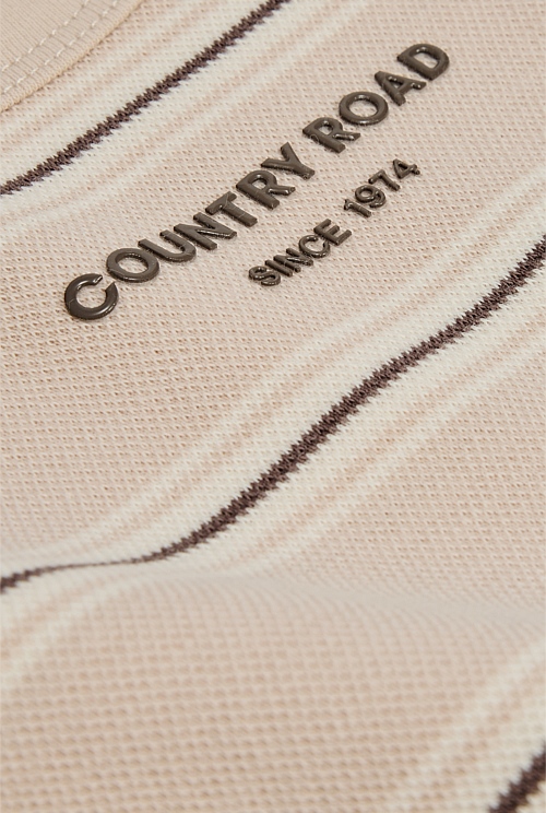 Organically Grown Cotton Stripe Long Sleeve Pique T-Shirt