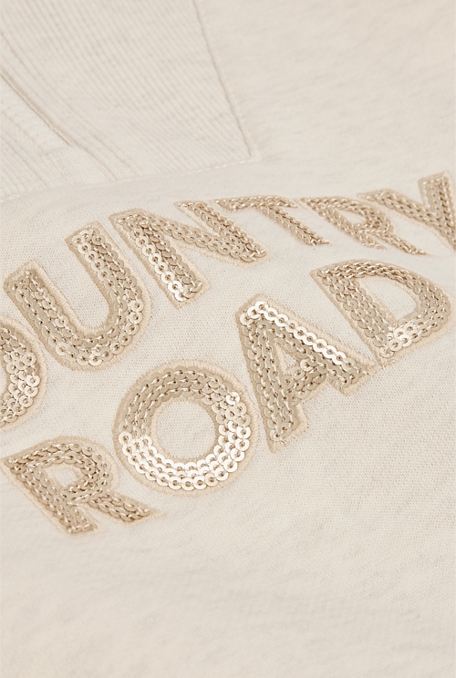 Australian Cotton Blend Sequin Half Zip Sweat
