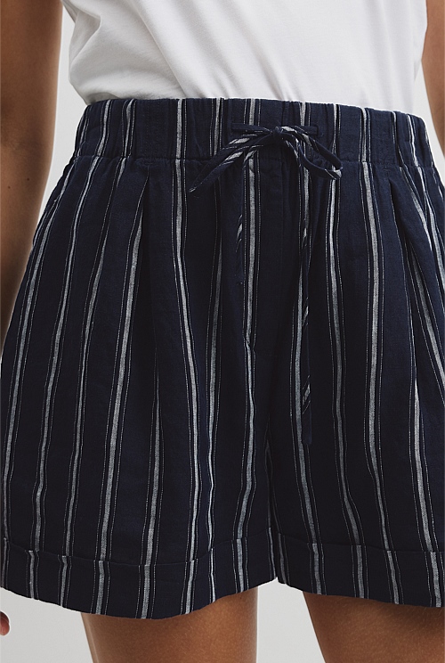 Yarn Dyed Cuff Linen Short