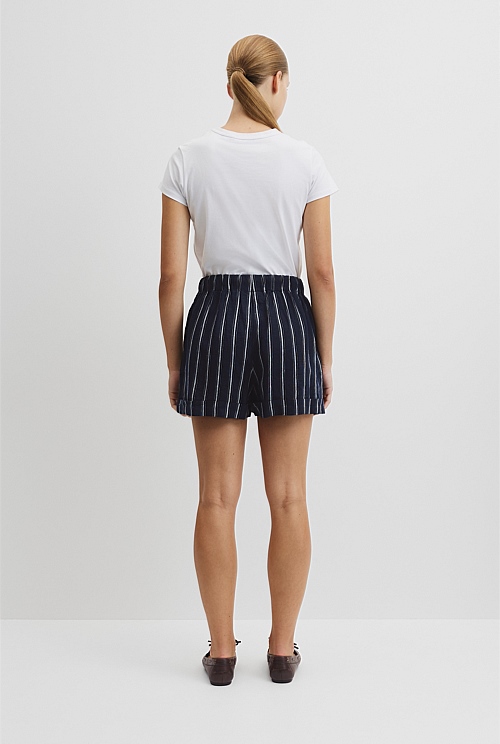 Yarn Dyed Cuff Linen Short