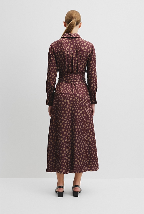 Fluid Print Wrap Dress