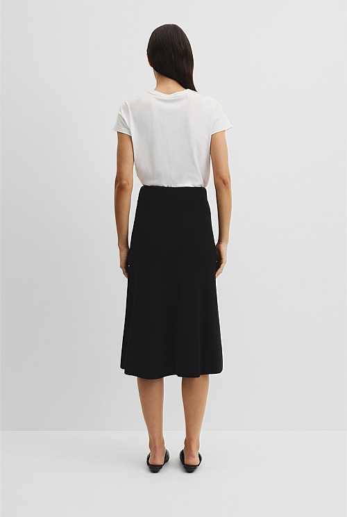 Australian Cotton Blend Knit Midi Skirt