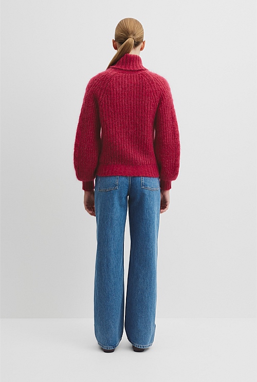 Lofty Merino Wool Funnel Neck Knit
