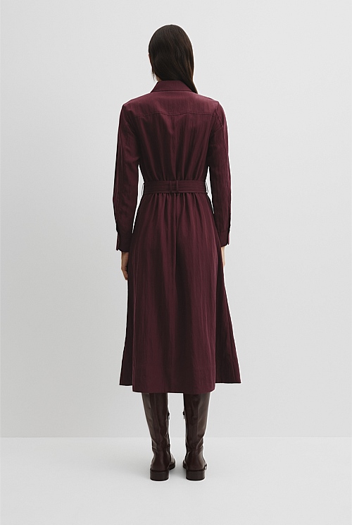 Belted Midi Shirt Dress