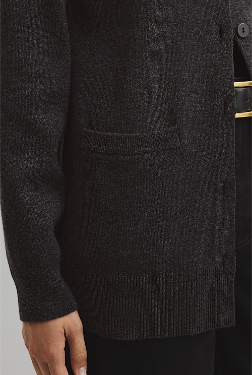 Compact Wool Longline Cardigan