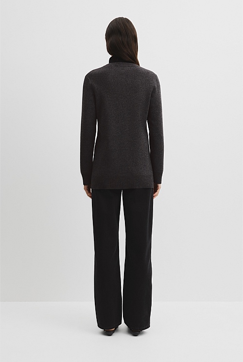 Compact Wool Longline Cardigan