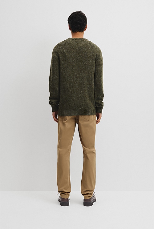 Merino Nep Wool Blend Crew Neck Knit