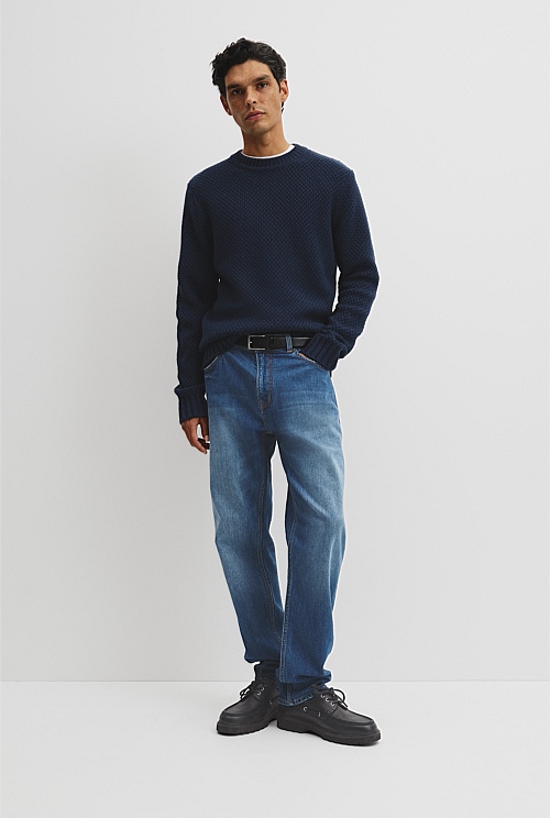 Australian Good Earth Cotton Blend Textured Crew Knit