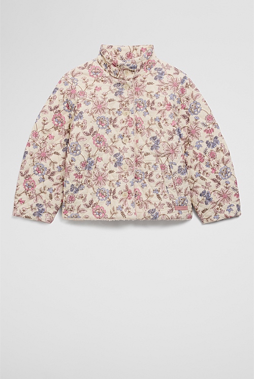 Organically Grown Cotton Print Sherpa Lined Jacket