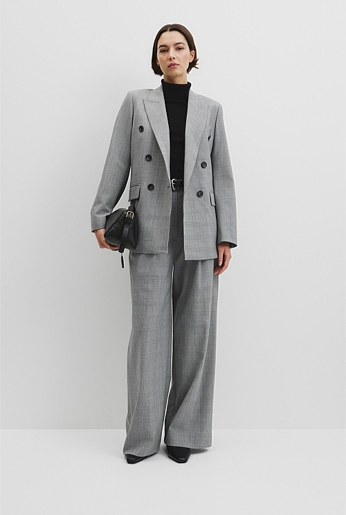 Glen Check Double Breasted Blazer