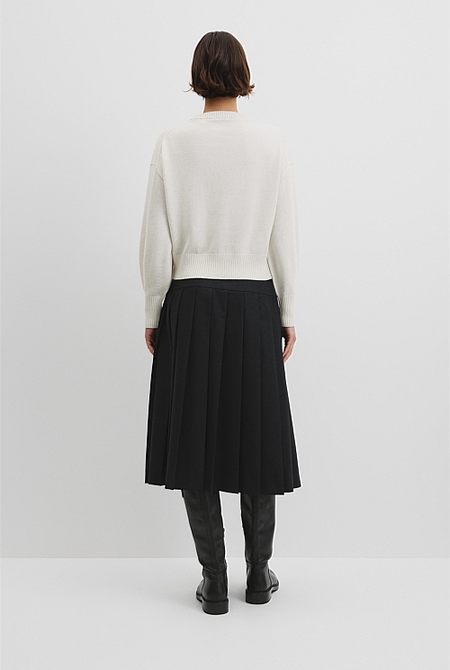 Organically Grown Cotton Blend Crop Crew Neck Knit