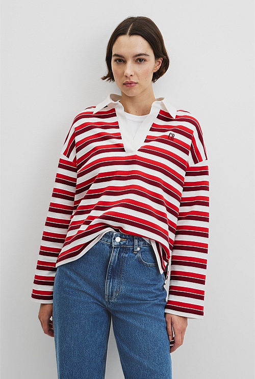 Australian Grown Cotton Stripe Texture Rugby Sweat