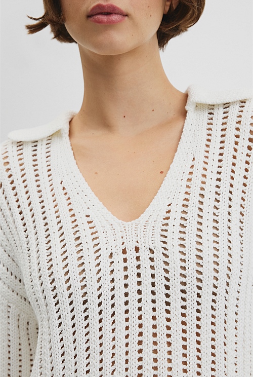 Australian Good Earth Cotton Long Sleeve Tape Knit Australian Good Earth Cotton Long Sleeve Tape Knit