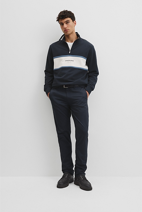 Australian Cotton Modern Logo Quarter Zip Sweat Australian Cotton Modern Logo Quarter Zip Sweat