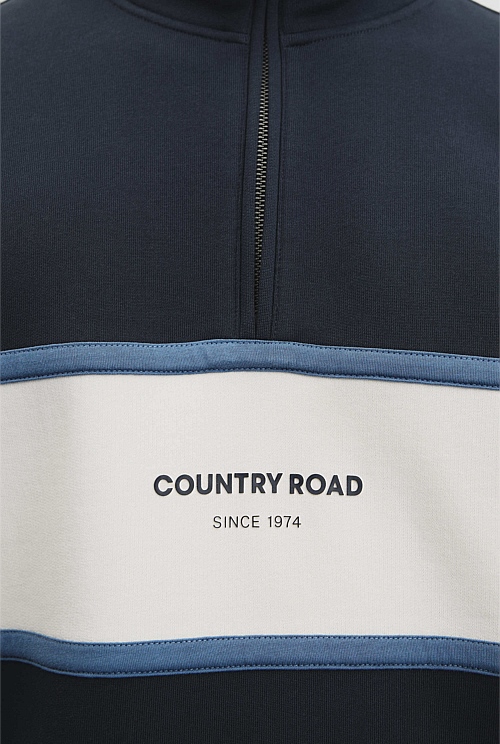 Australian Cotton Modern Logo Quarter Zip Sweat Australian Cotton Modern Logo Quarter Zip Sweat