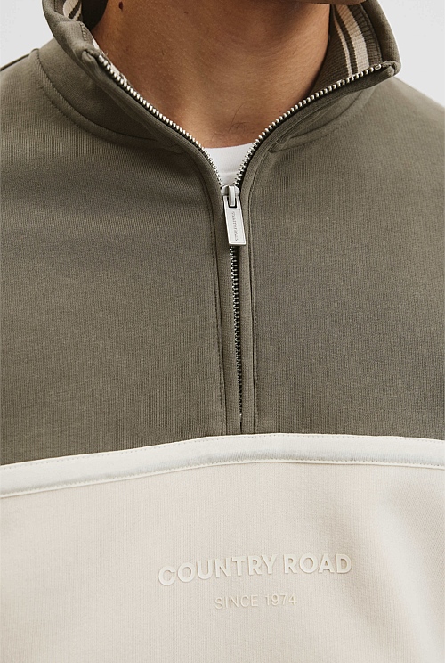 Australian Cotton Modern Logo Quarter Zip Sweat Australian Cotton Modern Logo Quarter Zip Sweat