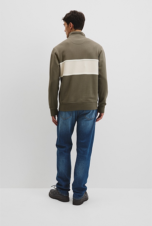 Australian Cotton Modern Logo Quarter Zip Sweat Australian Cotton Modern Logo Quarter Zip Sweat