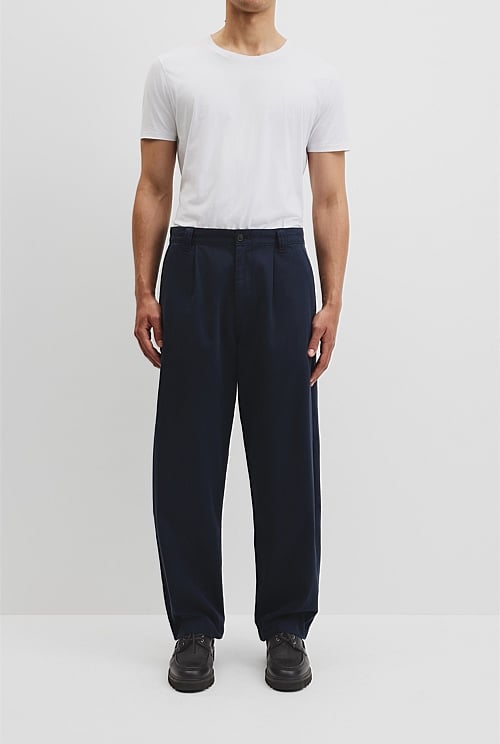 Pleated Wide Leg Chino