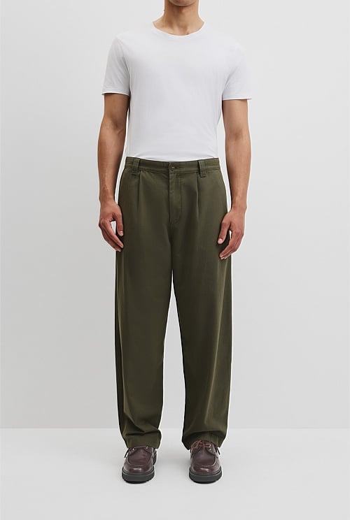 Pleated Wide Leg Chino